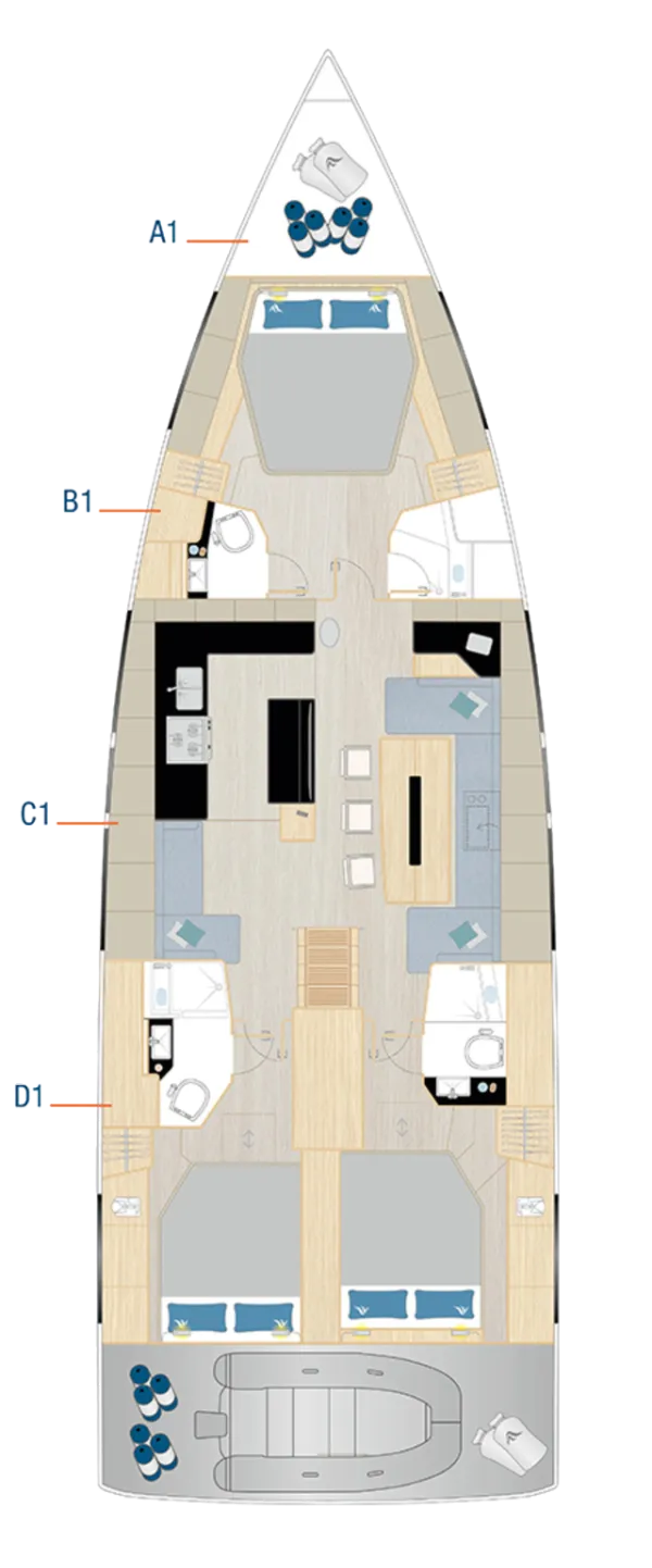 Hanse 590 Layout